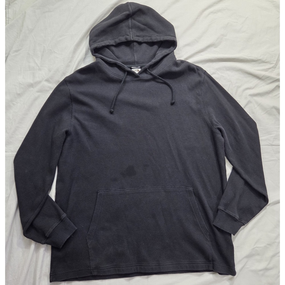 The North Face Black Hoodie Mens XXL Waffle Knit Thermal Pullover Outdoor Hiking